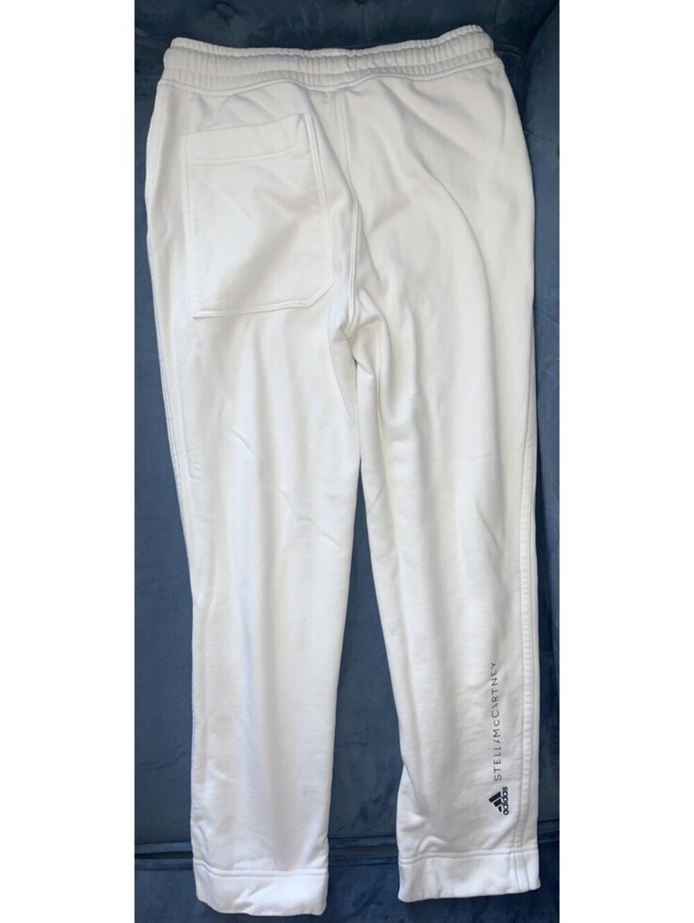 Adidas x Stella McCartney Sweatpants L White Drawstrings Logo Women Pockets FLAW - Picture 12 of 15